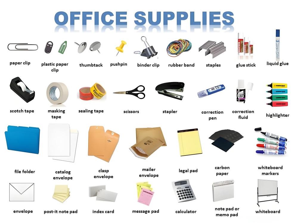 list of office stationery supplies