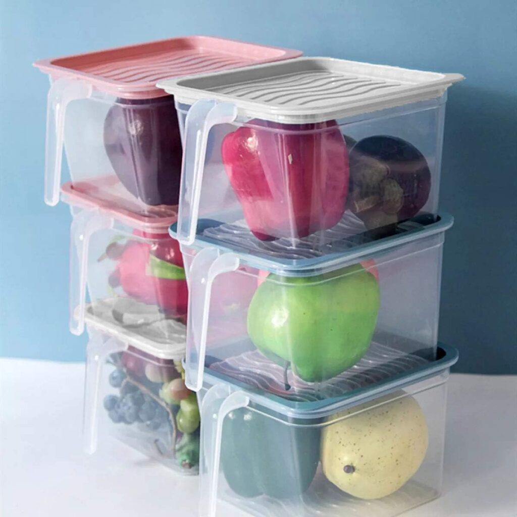 fridge storage box with handle and lid