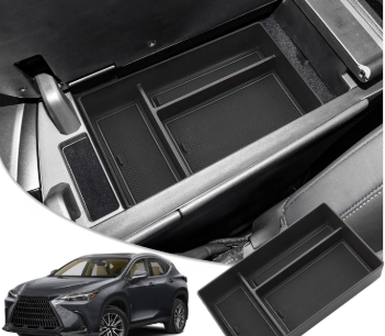 light gray automotive deep storage box no cup holders