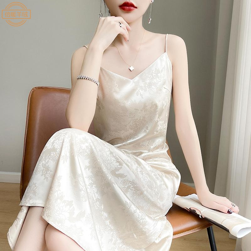 white silk dress