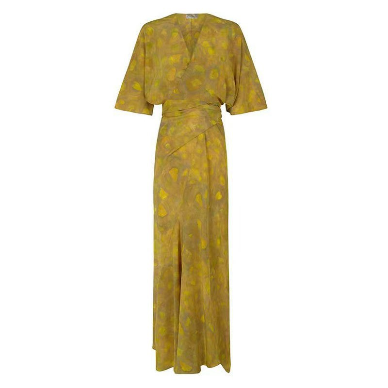 yellow silk dress
