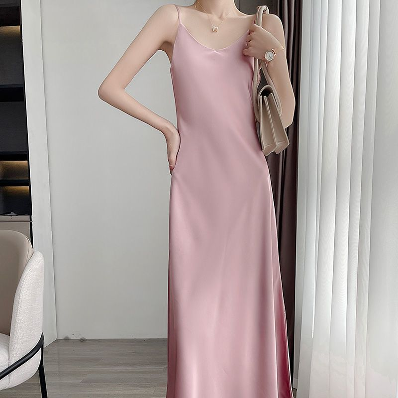 pink silk dress