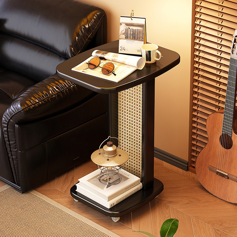 black pedestal side table