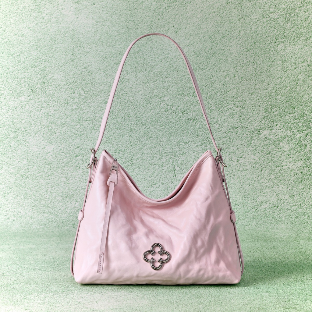 pink leather bag