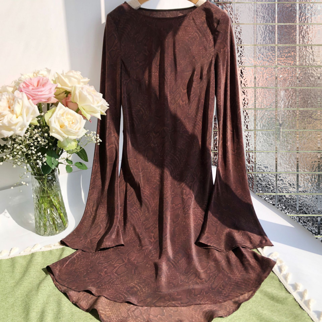 brown silk dress