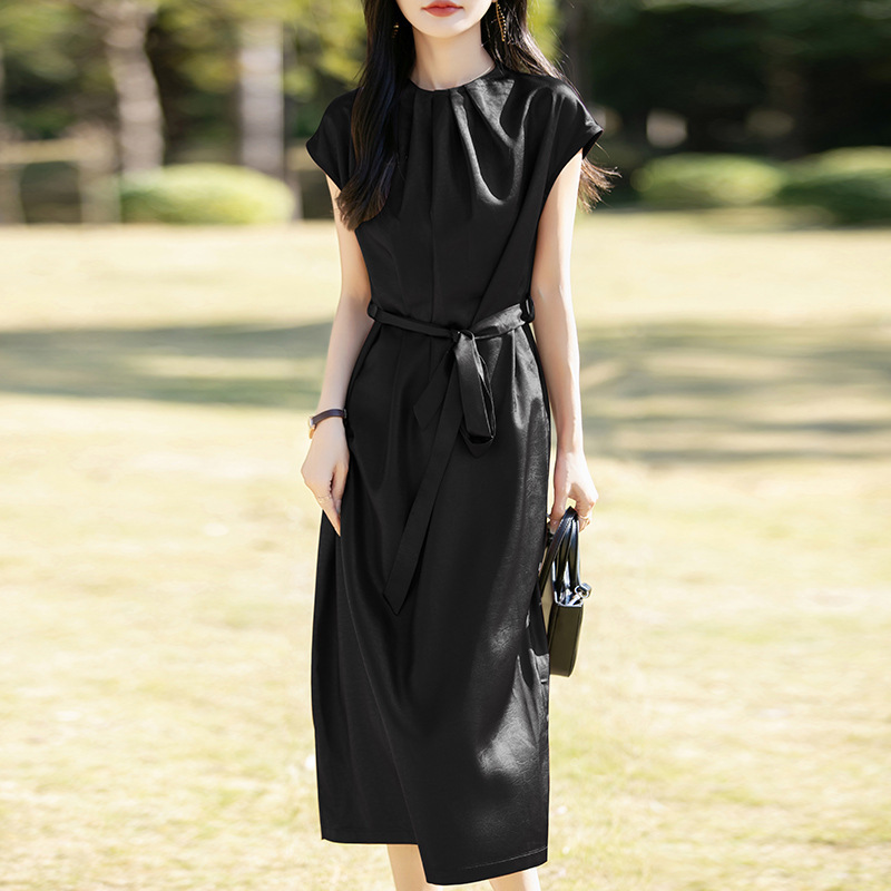 Top3 Netherlands long black silk dress dropshipping