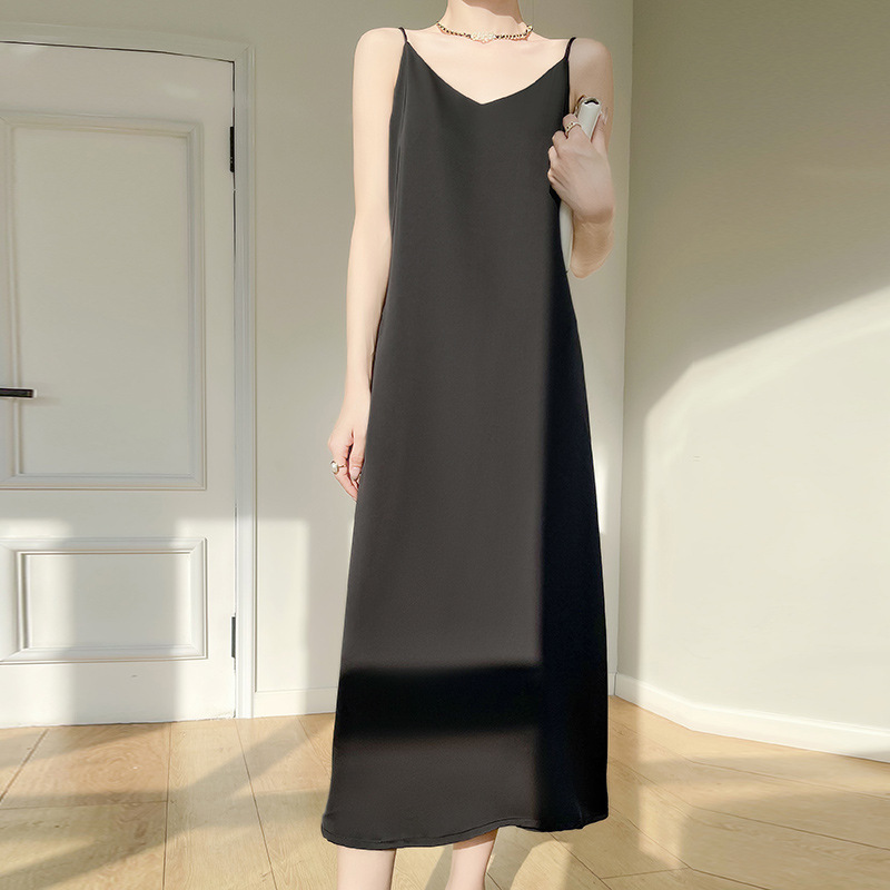 Top3 Netherlands long black silk dress dropshipping