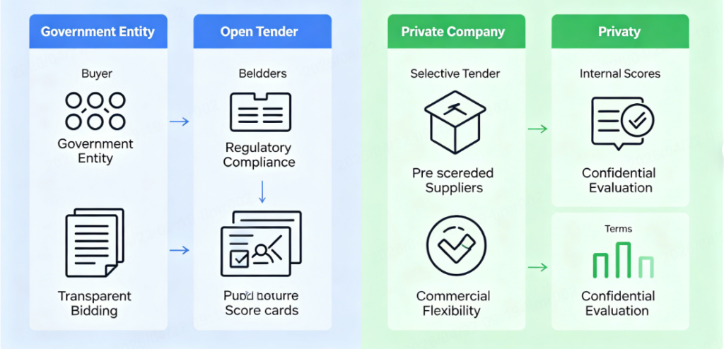 difference between public and private sector procurement
