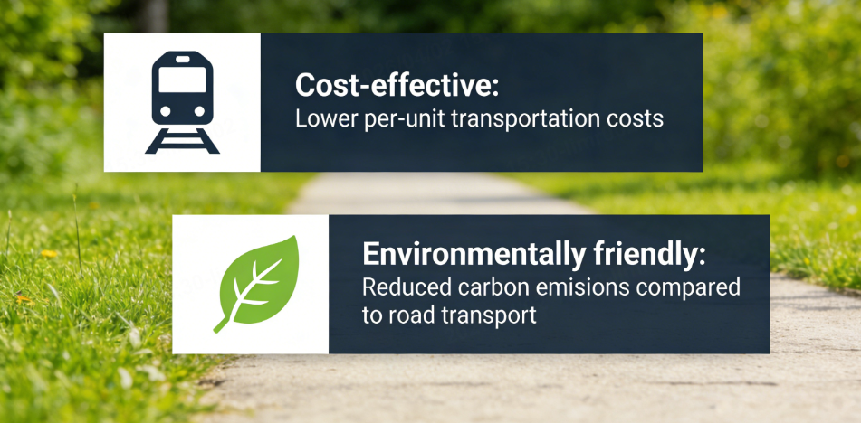 identify two reasons to use rail for transport goods