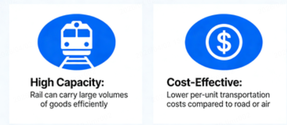 identify two reasons to use rail for transport goods