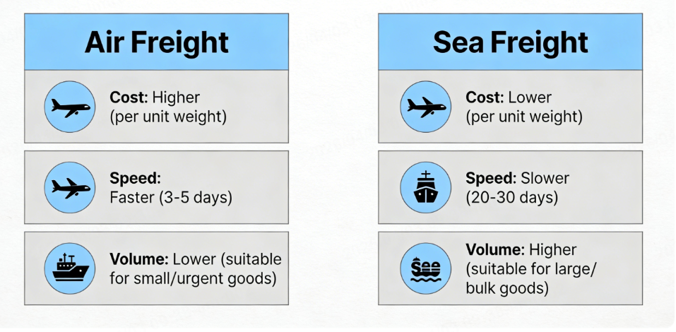 air freight vs sea freight cost