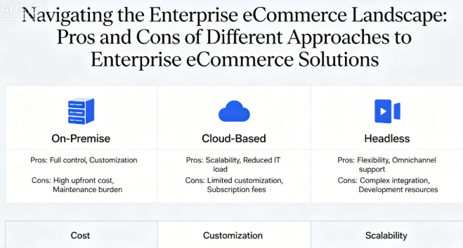 pros and cons of different approaches to enterprise ecommerce solutions